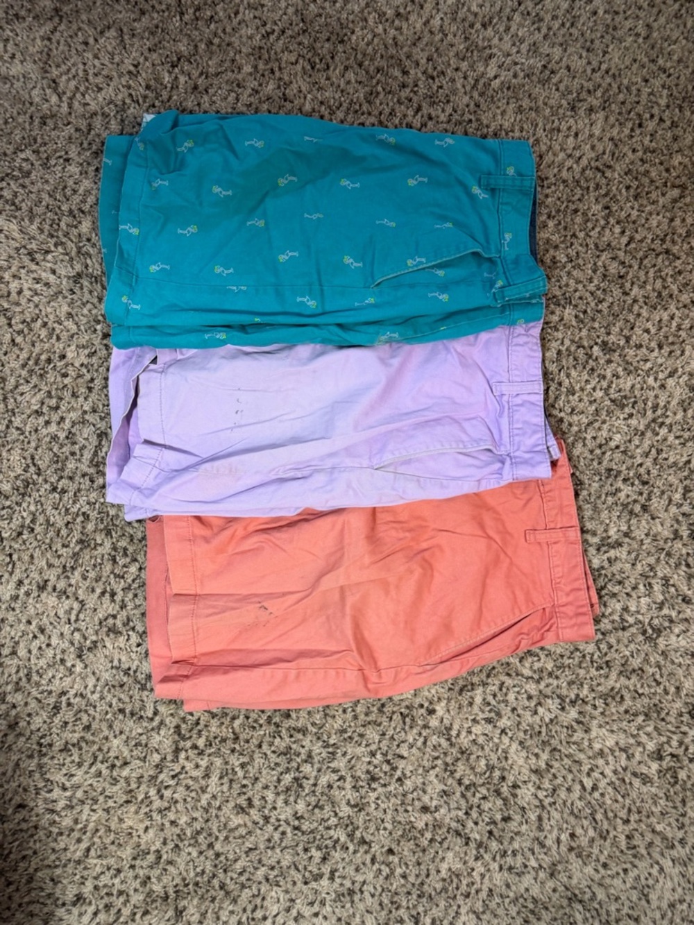 George Men's Chino Shorts Trio - Teal, Lavender, Coral [2 WITH MISSING BUTTONS] - Picture 2 of 15